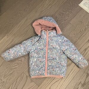 Mini Boden Floral Kids Jacket - Pink and Blue